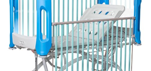 Favero Embrace Plus Paediatric Cot Electric available from New Medical two-section paediatric bed with electric raising of the mattress platform.